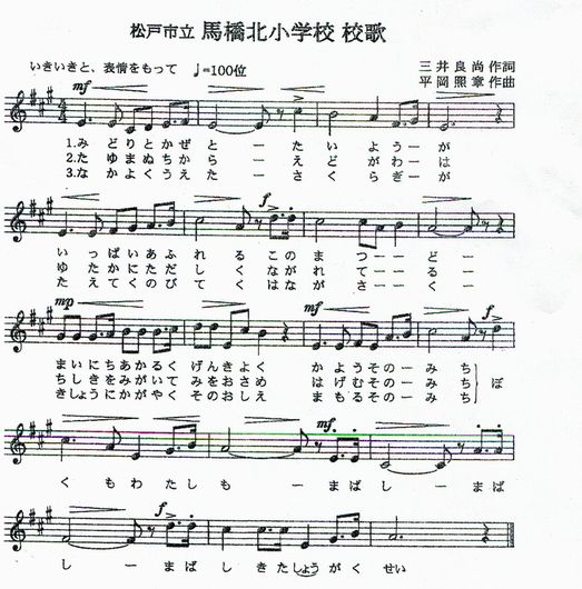 松戸市立馬橋北小学校　校歌