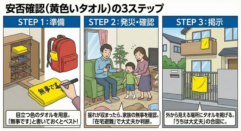 安否確認（黄色いタオル）