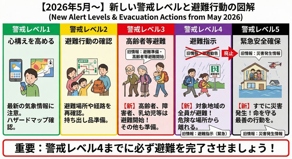 2026年からの新しい5段階警戒レベル