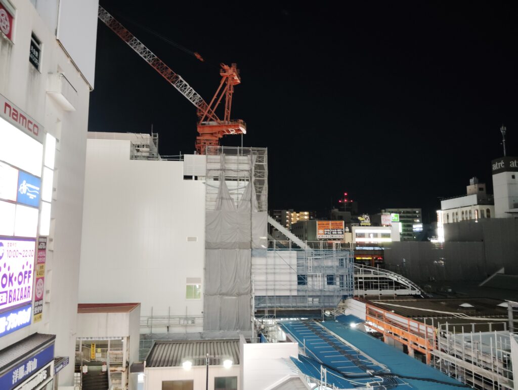 松戸駅ビル改良工事　2025年12月31日（大晦日の夜）