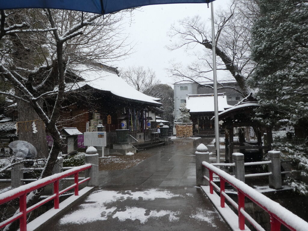 雪を纏った松戸神社