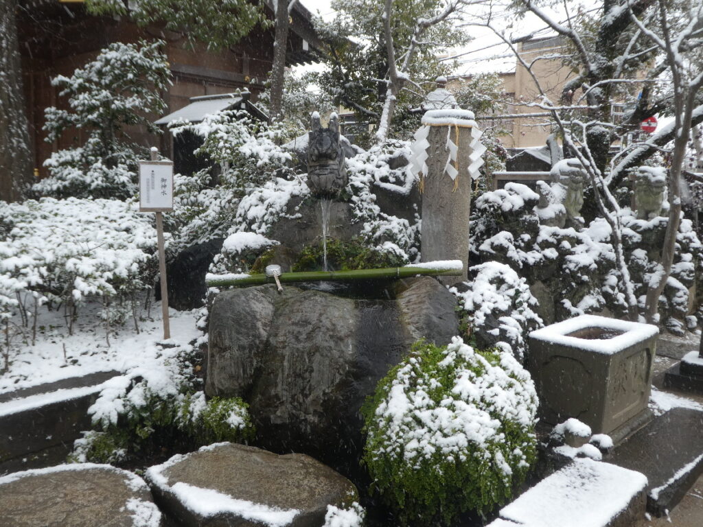 雪を纏った松戸神社