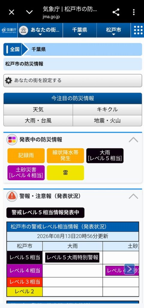 令和8年千葉豪雨（松戸市）